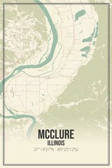 Retro US city map of McClure, Illinois. Vintage street map.