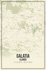 Retro US city map of Galatia, Illinois. Vintage street map.