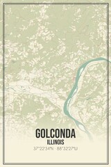 Retro US city map of Golconda, Illinois. Vintage street map.