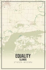 Retro US city map of Equality, Illinois. Vintage street map.