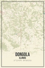 Retro US city map of Dongola, Illinois. Vintage street map.