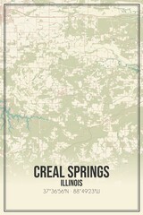 Retro US city map of Creal Springs, Illinois. Vintage street map.