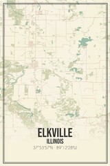 Retro US city map of Elkville, Illinois. Vintage street map.