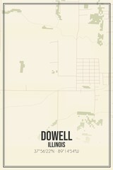 Retro US city map of Dowell, Illinois. Vintage street map.