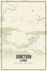 Retro US city map of Junction, Illinois. Vintage street map.