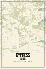 Retro US city map of Cypress, Illinois. Vintage street map.