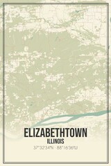Retro US city map of Elizabethtown, Illinois. Vintage street map.