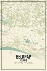 Retro US city map of Belknap, Illinois. Vintage street map.
