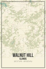 Retro US city map of Walnut Hill, Illinois. Vintage street map.