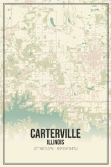 Retro US city map of Carterville, Illinois. Vintage street map.