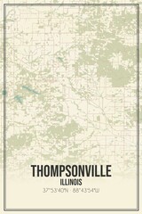 Retro US city map of Thompsonville, Illinois. Vintage street map.