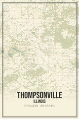 Retro US city map of Thompsonville, Illinois. Vintage street map.