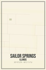 Retro US city map of Sailor Springs, Illinois. Vintage street map.