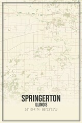 Fototapeta na wymiar Retro US city map of Springerton, Illinois. Vintage street map.