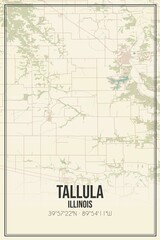 Retro US city map of Tallula, Illinois. Vintage street map.