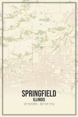 Retro US city map of Springfield, Illinois. Vintage street map. - obrazy, fototapety, plakaty