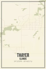 Retro US city map of Thayer, Illinois. Vintage street map.