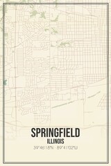 Retro US city map of Springfield, Illinois. Vintage street map.
