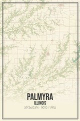 Retro US city map of Palmyra, Illinois. Vintage street map.