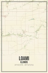 Retro US city map of Loami, Illinois. Vintage street map.