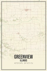 Retro US city map of Greenview, Illinois. Vintage street map.