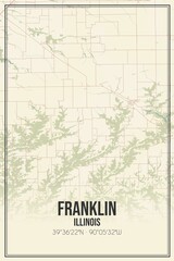 Retro US city map of Franklin, Illinois. Vintage street map.