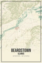 Retro US city map of Beardstown, Illinois. Vintage street map.