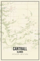 Retro US city map of Cantrall, Illinois. Vintage street map.