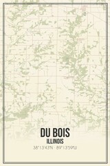 Retro US city map of Du Bois, Illinois. Vintage street map.