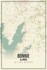 Retro US city map of Bonnie, Illinois. Vintage street map.