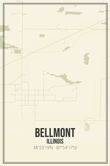 Retro US city map of Bellmont, Illinois. Vintage street map.