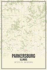 Retro US city map of Parkersburg, Illinois. Vintage street map.