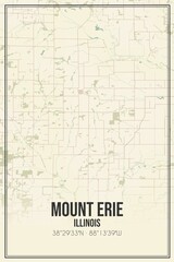 Retro US city map of Mount Erie, Illinois. Vintage street map.