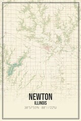 Fototapeta premium Retro US city map of Newton, Illinois. Vintage street map.