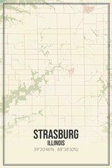 Retro US city map of Strasburg, Illinois. Vintage street map.