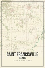 Retro US city map of Saint Francisville, Illinois. Vintage street map.