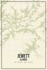 Retro US city map of Jewett, Illinois. Vintage street map.