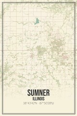 Retro US city map of Sumner, Illinois. Vintage street map.
