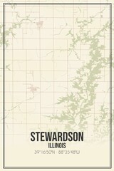 Retro US city map of Stewardson, Illinois. Vintage street map.