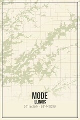 Retro US city map of Mode, Illinois. Vintage street map.