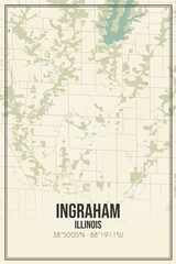 Retro US city map of Ingraham, Illinois. Vintage street map.