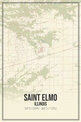 Retro US city map of Saint Elmo, Illinois. Vintage street map.