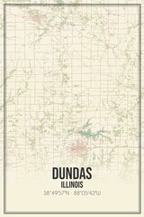 Retro US city map of Dundas, Illinois. Vintage street map.