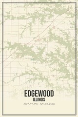 Retro US city map of Edgewood, Illinois. Vintage street map.