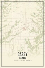 Retro US city map of Casey, Illinois. Vintage street map.