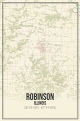 Retro US city map of Robinson, Illinois. Vintage street map.