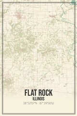 Retro US city map of Flat Rock, Illinois. Vintage street map.