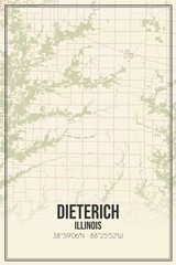 Retro US city map of Dieterich, Illinois. Vintage street map.