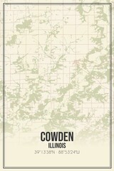 Retro US city map of Cowden, Illinois. Vintage street map.