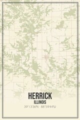 Retro US city map of Herrick, Illinois. Vintage street map.